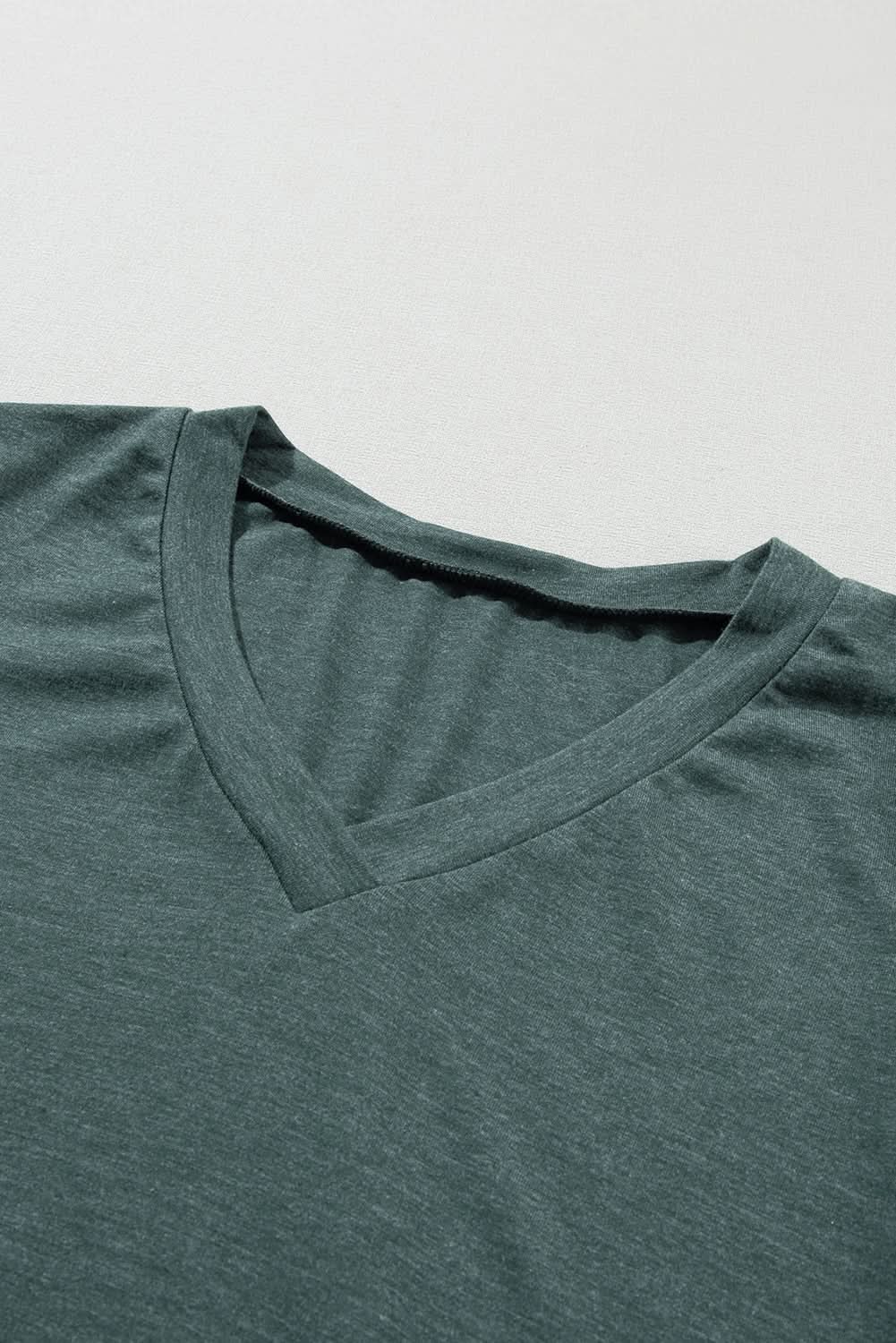 Mist Green Fashion Petal Sleeve V Neck T Shirt - Love Salve